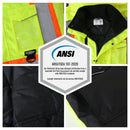 JKSafety Hi Vis Bomber Safety Jacket with Detachable Hood ANSI Certified (BJ480)