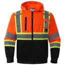 JKSafety Hi Vis Reflective Safety Hoodie Zipper Sweatshirt ANSI Certified (SS260)