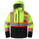 JKSafety Hi-Vis Waterproof Softshell Hooded Safety Jacket with Optional Heated Battery(SJ500)