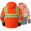 JKSafety Hi-Vis Waterproof Softshell Hooded Safety Jacket with Optional Heated Battery(SJ500)