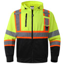 JKSafety Hi Vis Reflective Safety Hoodie Zipper Sweatshirt ANSI Certified (SS260)