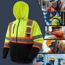 JKSafety Hi Vis Reflective Safety Hoodie Zipper Sweatshirt ANSI Certified (SS260)