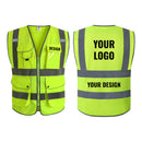 Custom Logo Hi-Vis Reflective Safety Vest with 9 Pockets and Zipper – JK150