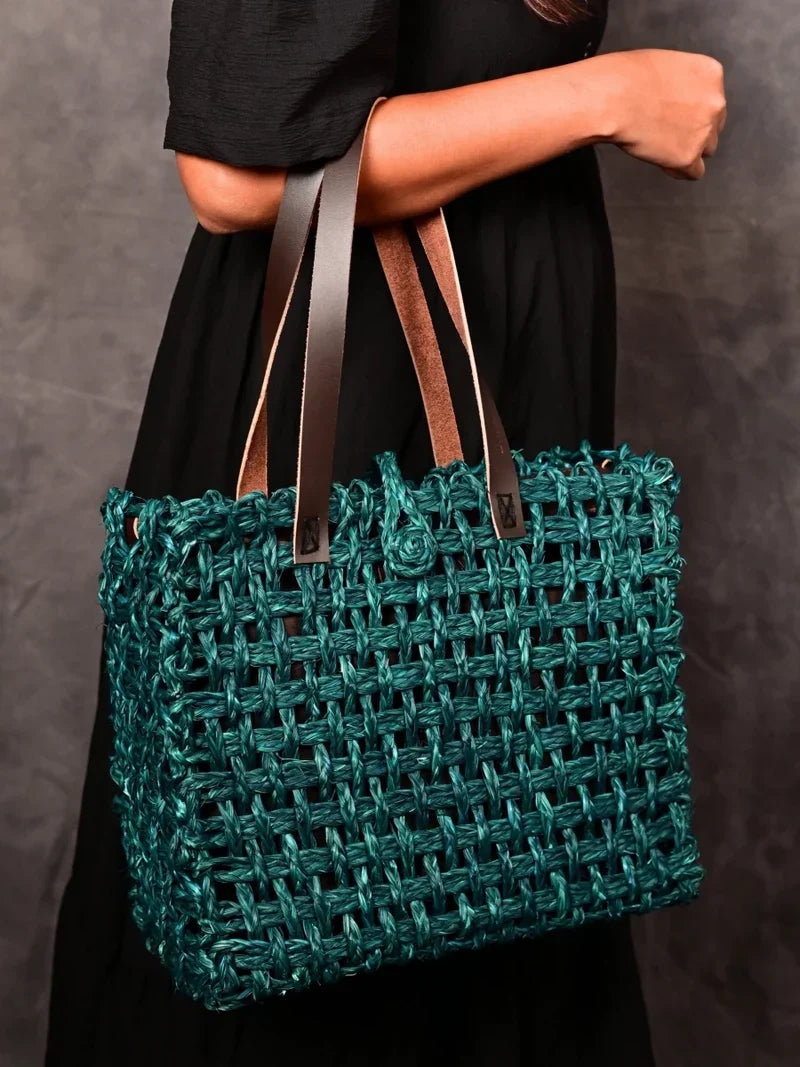 Handmade Sabai Grass Large Mesh Tote Bag