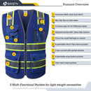 JKSafety 9 Pockets Mesh Two-Tone Hi-Vis Reflective Safety Vest (JK100)