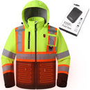 JKSafety Hi-Vis Waterproof Softshell Hooded Safety Jacket with Optional Heated Battery(SJ500)