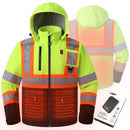 JKSafety Hi-Vis Waterproof Softshell Hooded Safety Jacket with Optional Heated Battery(SJ500)