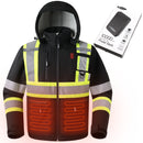 JKSafety Hi-Vis Waterproof Softshell Hooded Safety Jacket with Optional Heated Battery(SJ500)