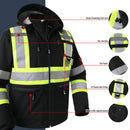 JKSafety Hi-Vis Waterproof Softshell Hooded Safety Jacket with Optional Heated Battery(SJ500)
