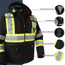 JKSafety Hi-Vis Waterproof Softshell Hooded Safety Jacket with Optional Heated Battery(SJ500)