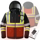JKSafety Hi-Vis Waterproof Softshell Hooded Safety Jacket with Optional Heated Battery(SJ500)