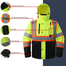 JKSafety Heated Hi Vis Bomber Safety Jacket with Detachable Hood (BJ480H)