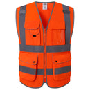 Custom Logo Hi-Vis Reflective Safety Vest with 9 Pockets and Zipper – JK150