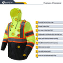 JKSafety Hi-Vis Rain Gear, Waterproof Reflective Rain Jacket and Pants (JKRS117) / (RC555-Rain Jacket)