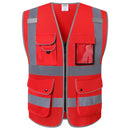 Custom Logo Hi-Vis Reflective Safety Vest with 9 Pockets and Zipper – JK150