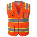 JKSafety 9 Pockets Mesh Two-Tone Hi-Vis Reflective Safety Vest, Cushion Collar (JK101)