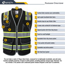 JKSafety 9 Pockets Mesh Two-Tone Hi-Vis Reflective Safety Vest, Cushion Collar (JK101)