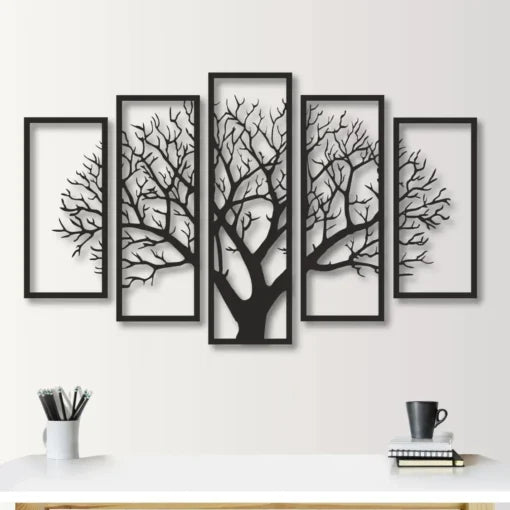 Evento Wooden Wall Art 5 frame Tree Panels Frame Wall Decor (EWW)